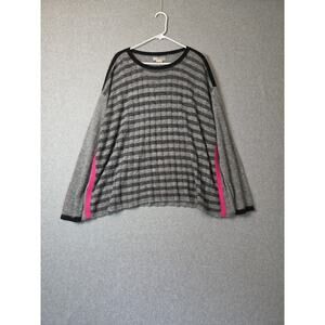 LABEL+thread Baby Alpaca Wool Gray Striped LS Knit Relaxed Fit Sweater Women's L